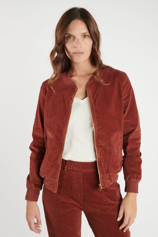 VESTE ZIPPER VELOURS DALVA PAPRIKA