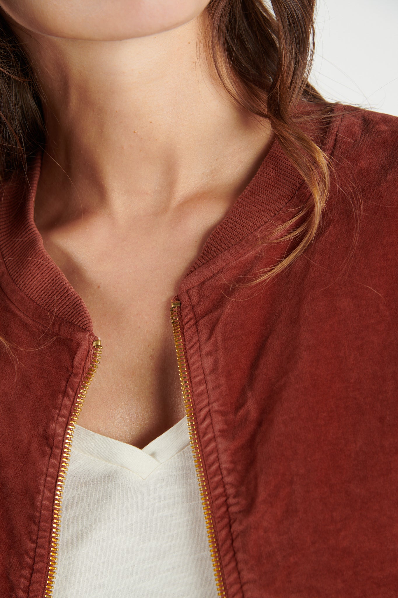 VESTE ZIPPER VELOURS DALVA PAPRIKA