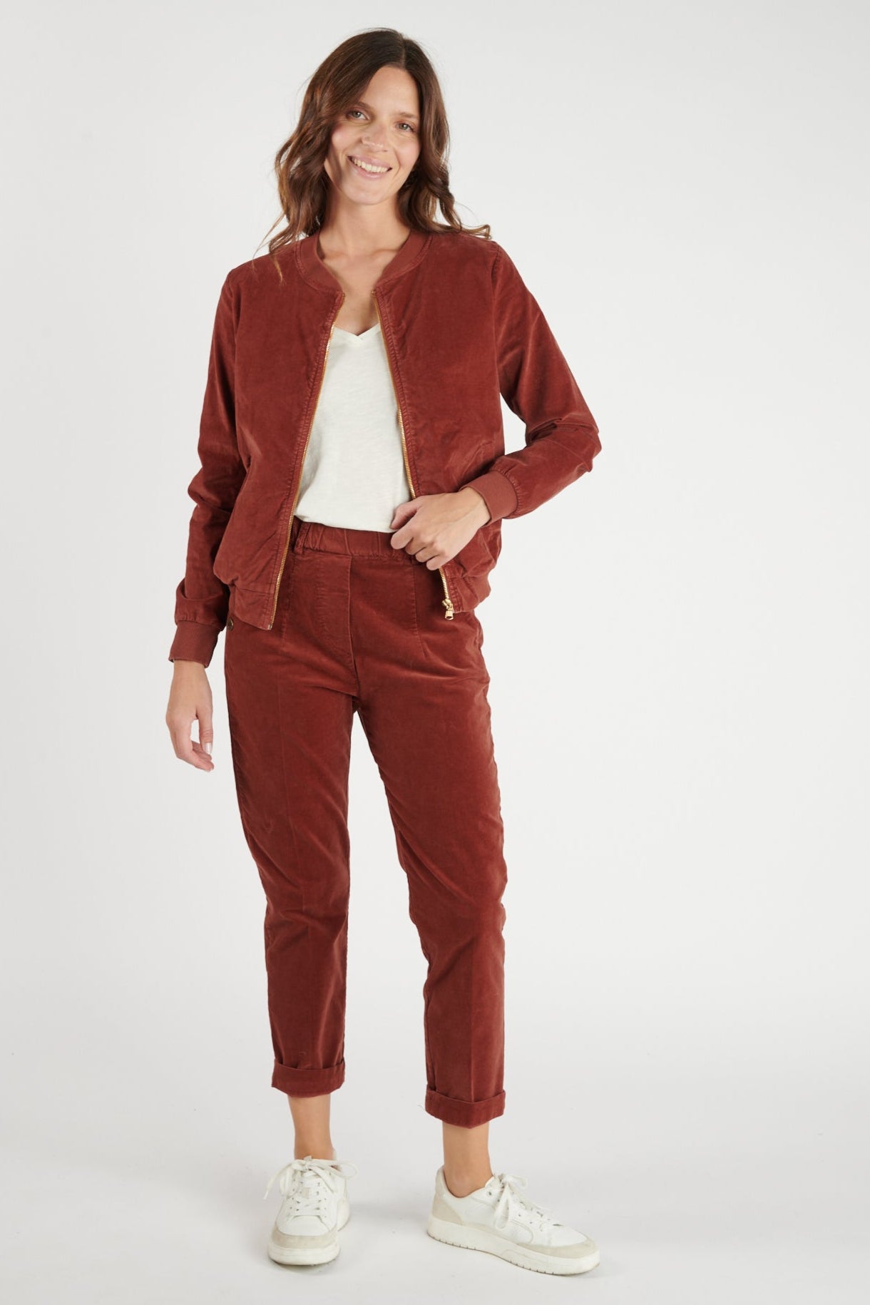 CHINO 7/8ÈME VELOURS DENNY PAPRIKA