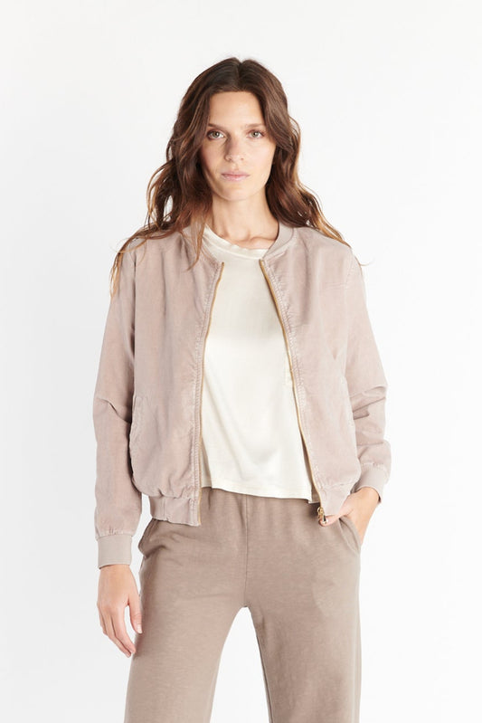 VESTE ZIPPER VELOURS DALVA SABLE ROSE