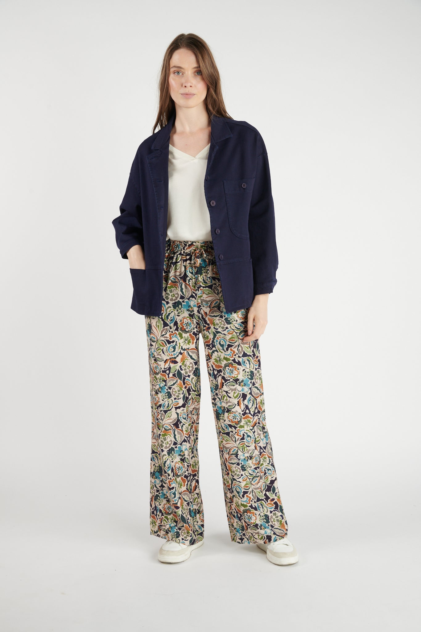 PANTALON FLUIDE DONIS IMPRIMÉE MARINE FLOWER