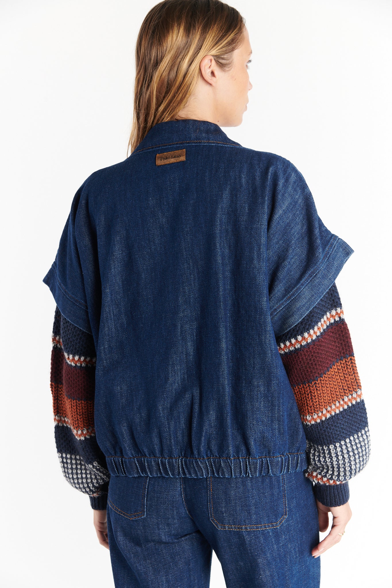 VESTE ZIPPER SANS MANCHES DARYAH JEAN BLEU