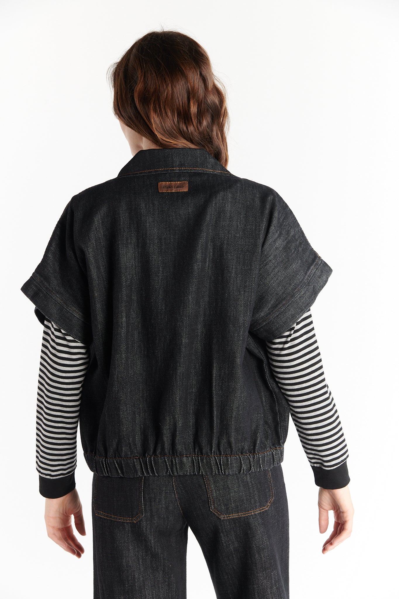 VESTE ZIPPER SANS MANCHES DARYAH JEAN NOIR
