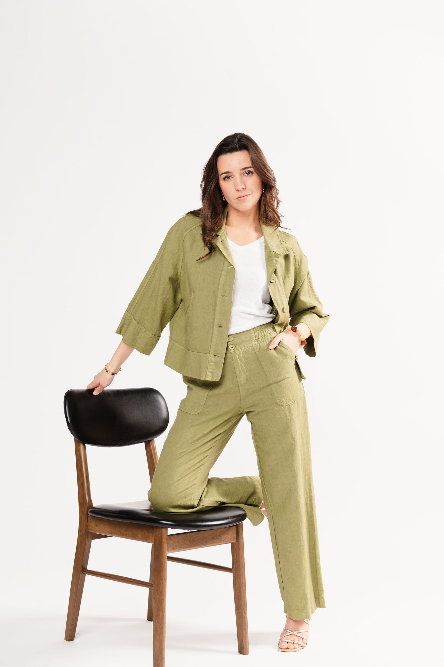PANTALON EN LIN FÉDÉRICA VERT