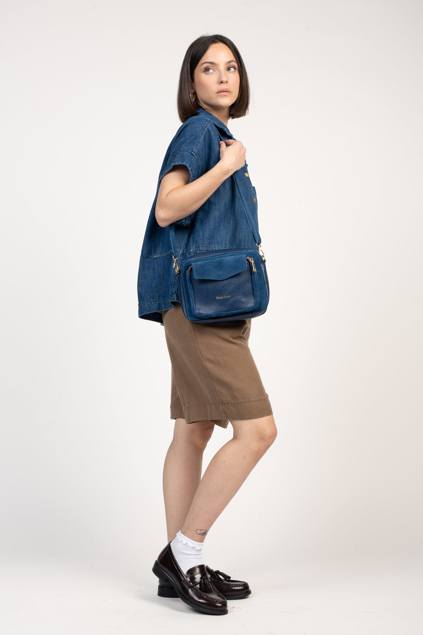SAC BANDOULIÈRE EN CUIR ÉMILIEN BLEU