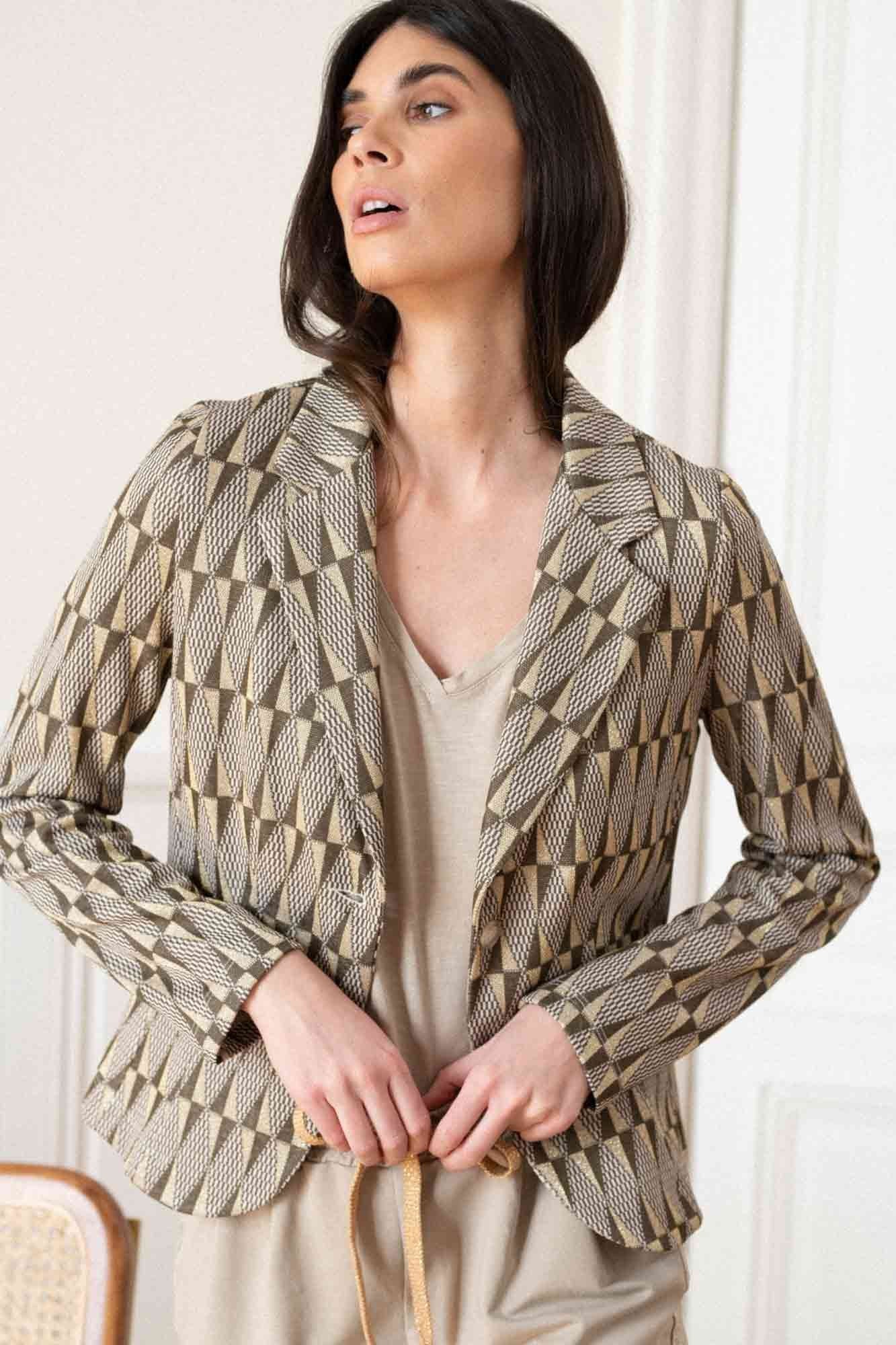 BLAZER GUSTAVE IMPRIMÉ JACQUARD KAKI