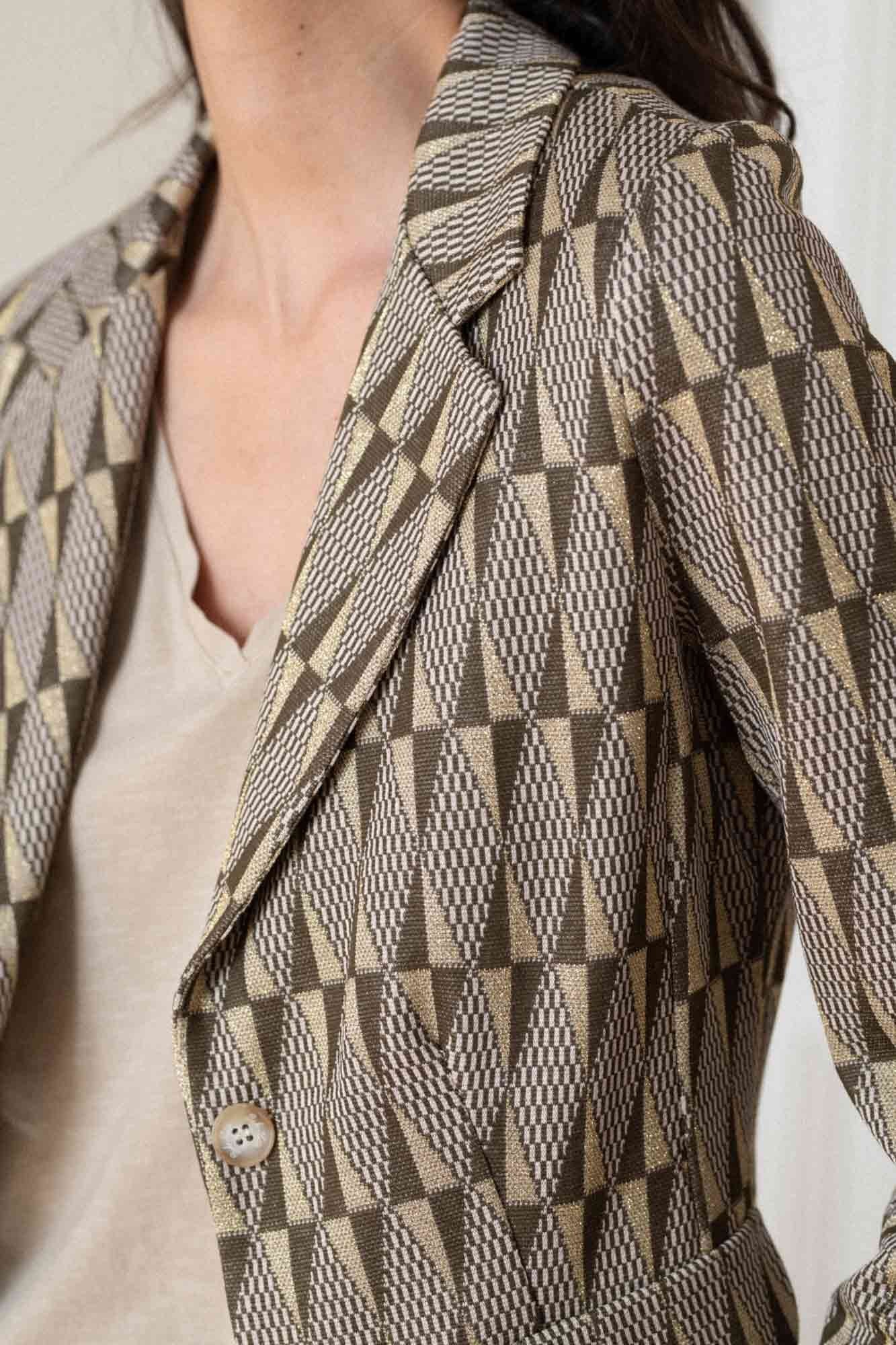 BLAZER GUSTAVE IMPRIMÉ JACQUARD KAKI