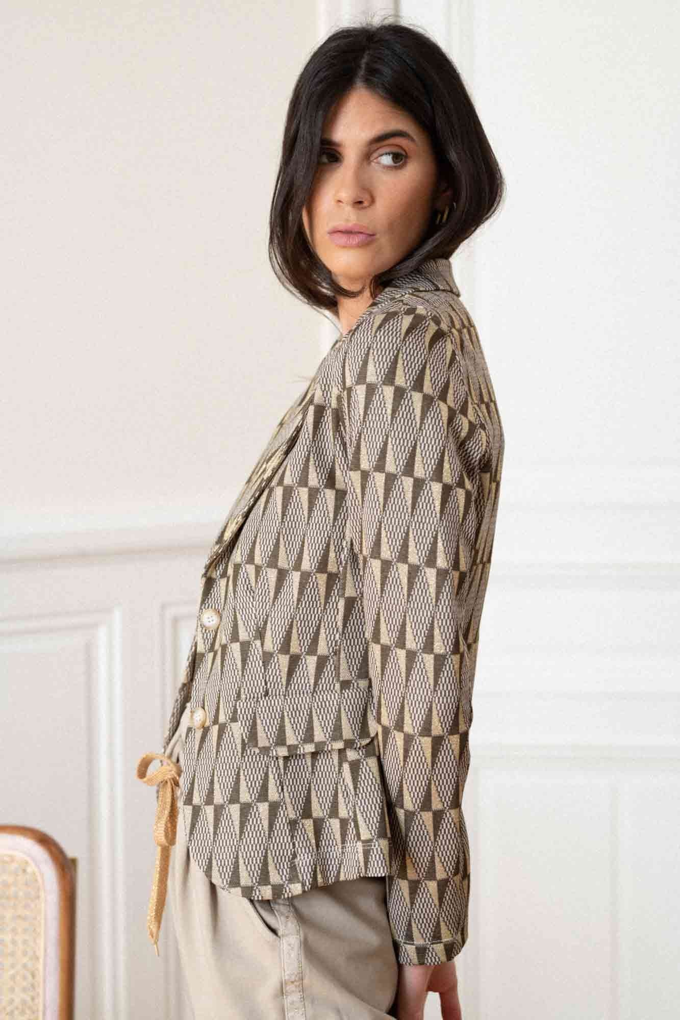 BLAZER GUSTAVE IMPRIMÉ JACQUARD KAKI