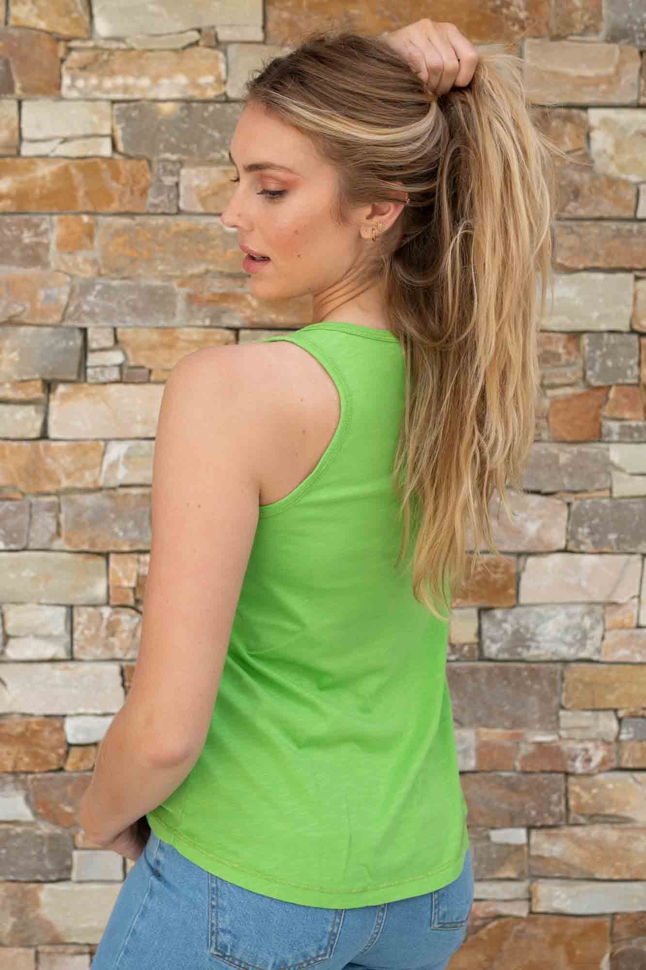 DEBARDEUR LEO COTON MODAL VERT PINEDE