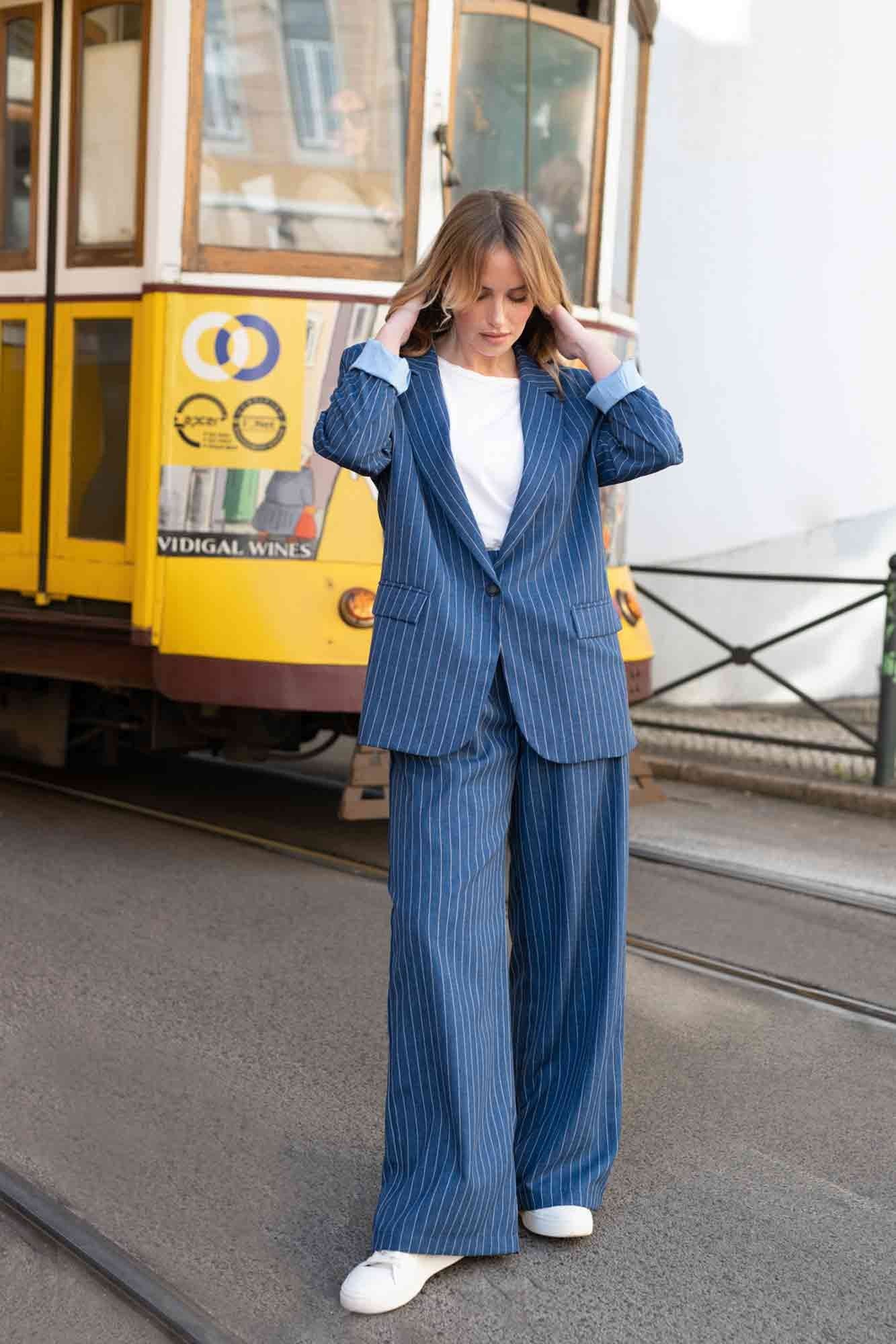 PANTALON RICARDO RAYÉ MARINE