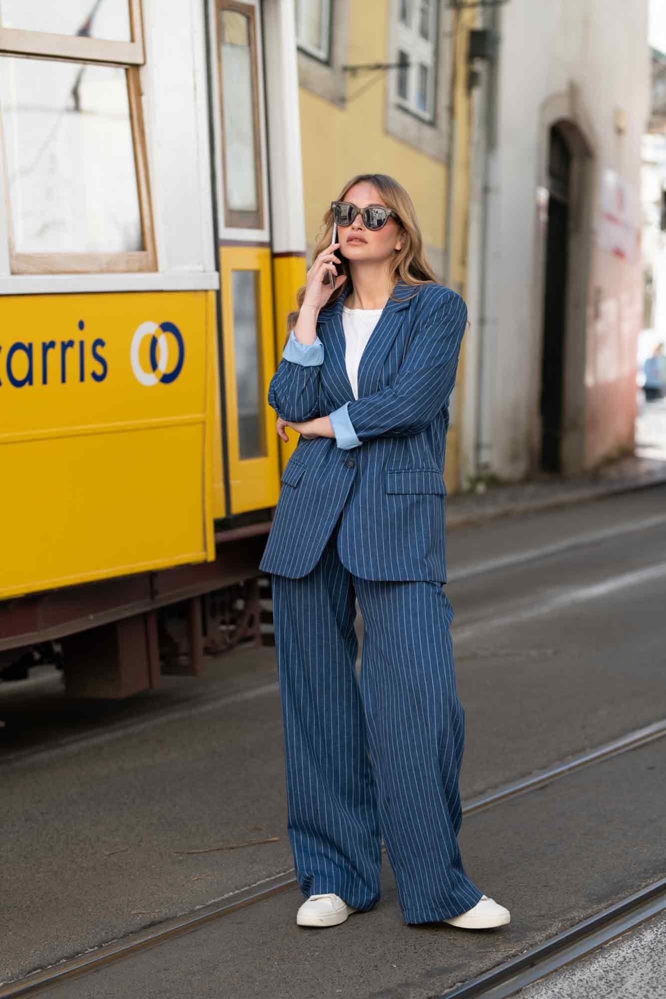 PANTALON RICARDO RAYÉ MARINE