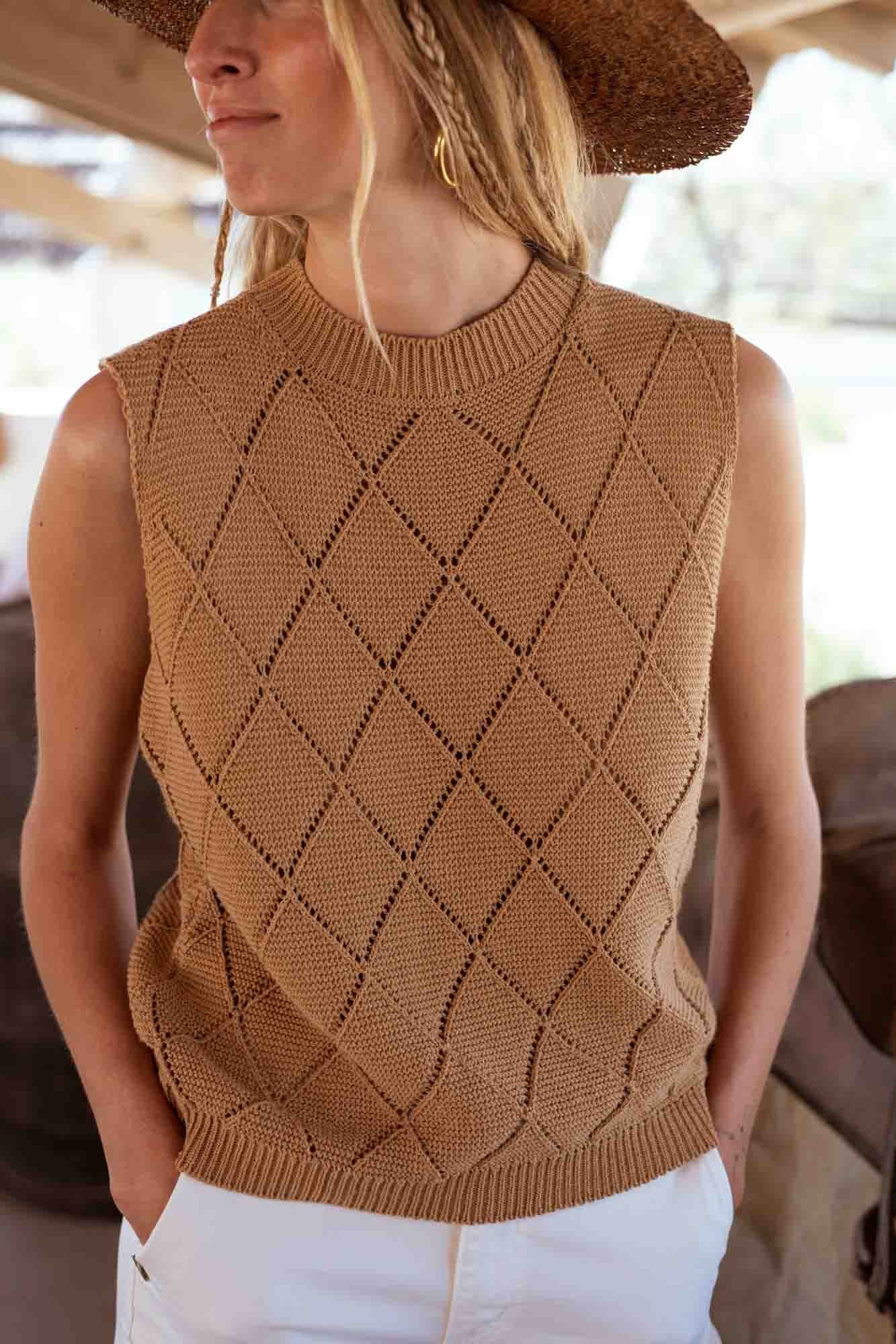 GEORGIA OPEN LOSANGES TANK TOP SWEATER BISCOTTE