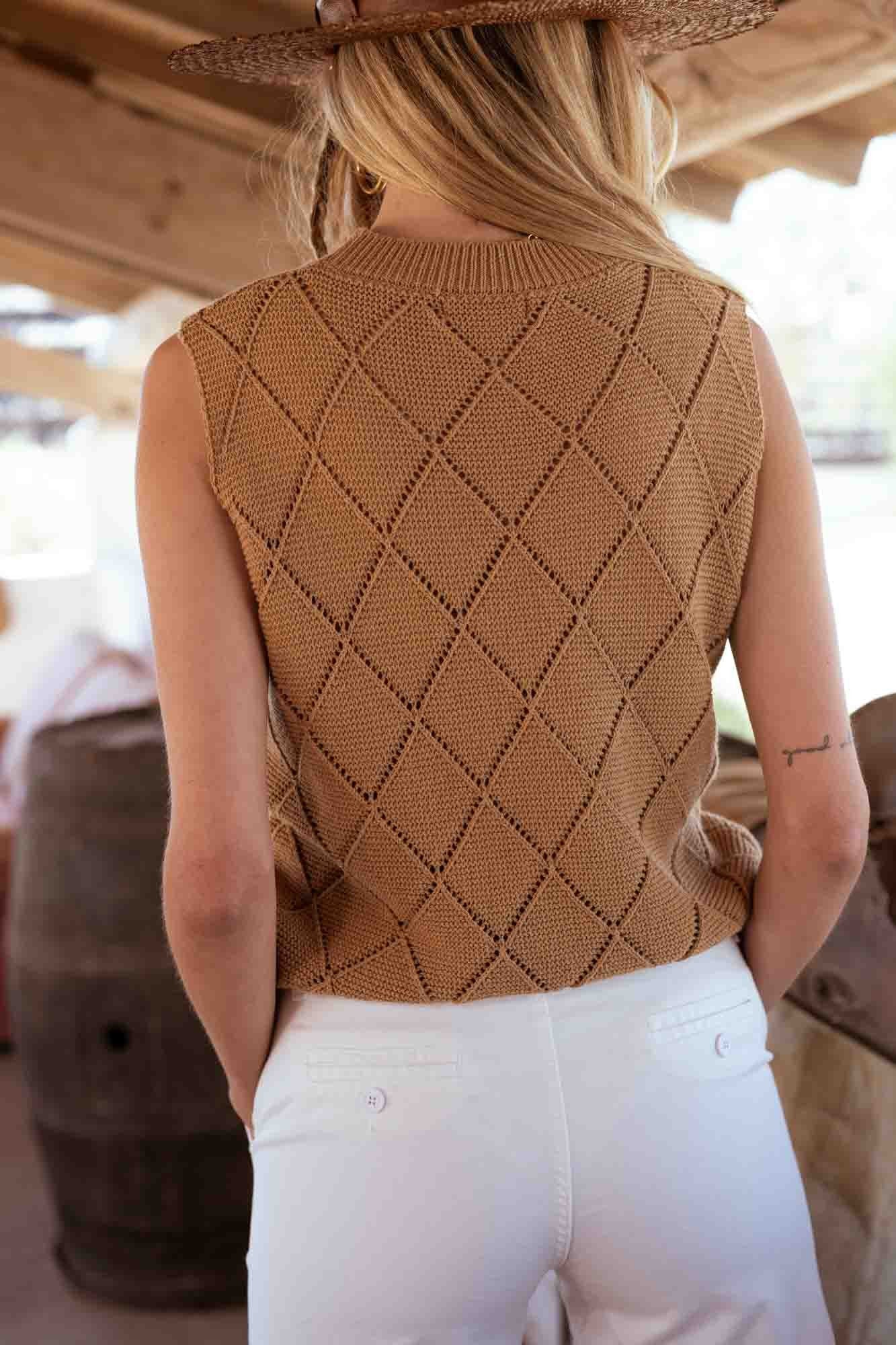 GEORGIA OPEN LOSANGES TANK TOP SWEATER BISCOTTE