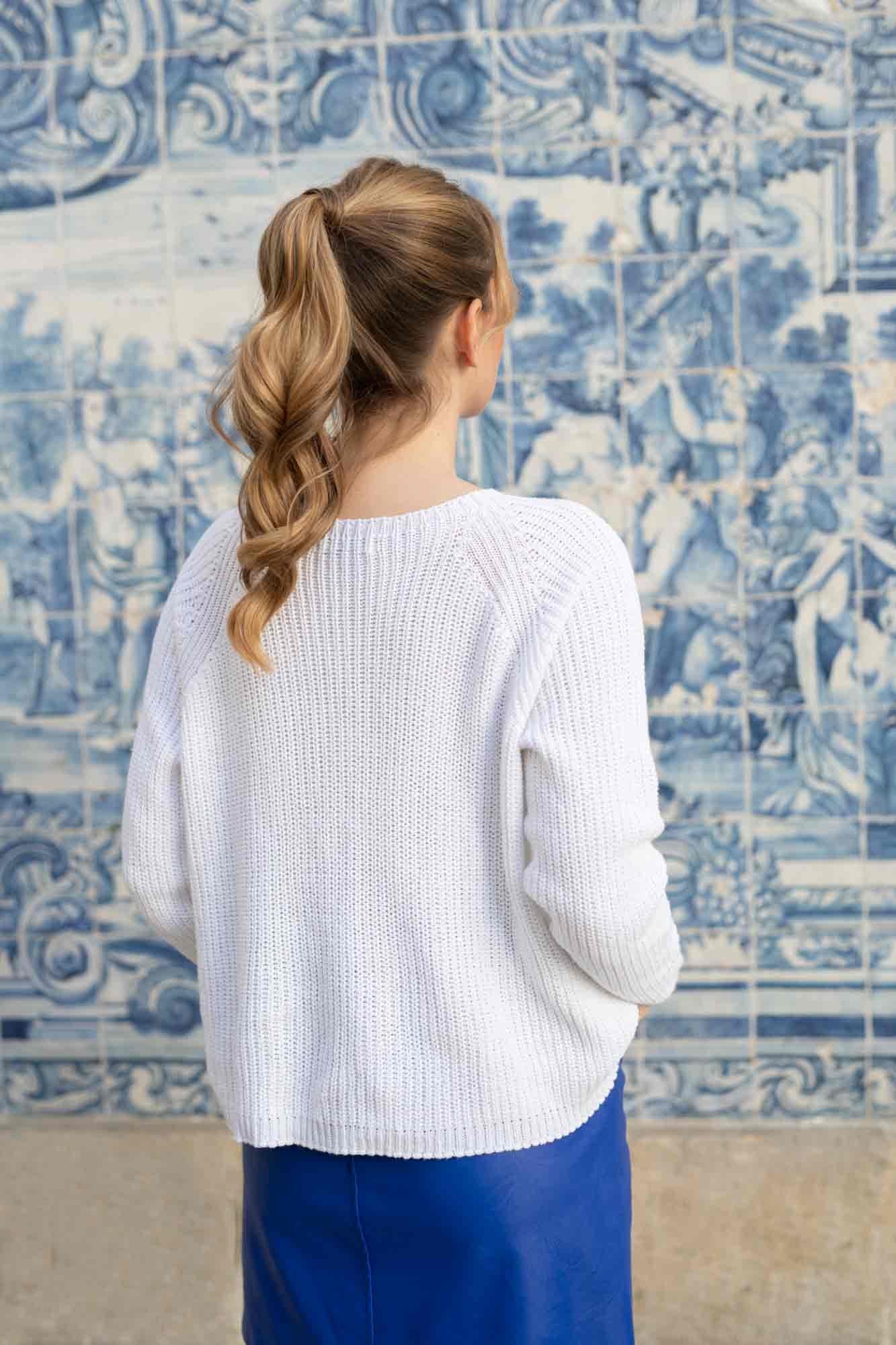 WHITE ENGLISH KNIT MARINA SWEATER