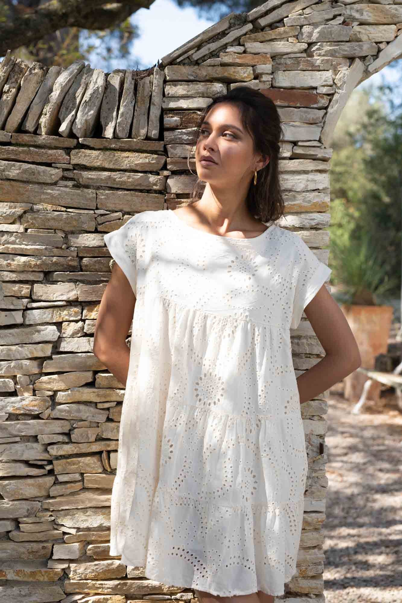 ROBE BRODERIE PIVOINE ROXANE NATUREL