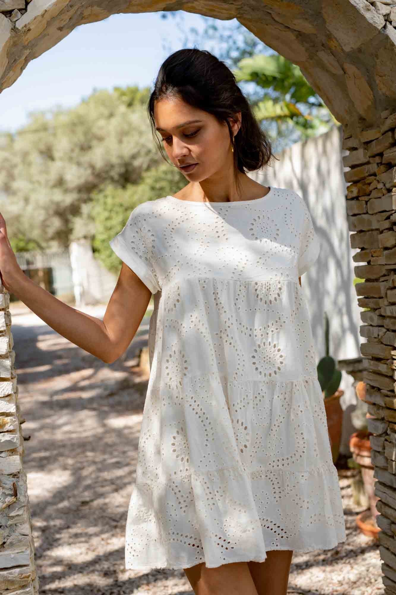 ROBE BRODERIE PIVOINE ROXANE NATUREL