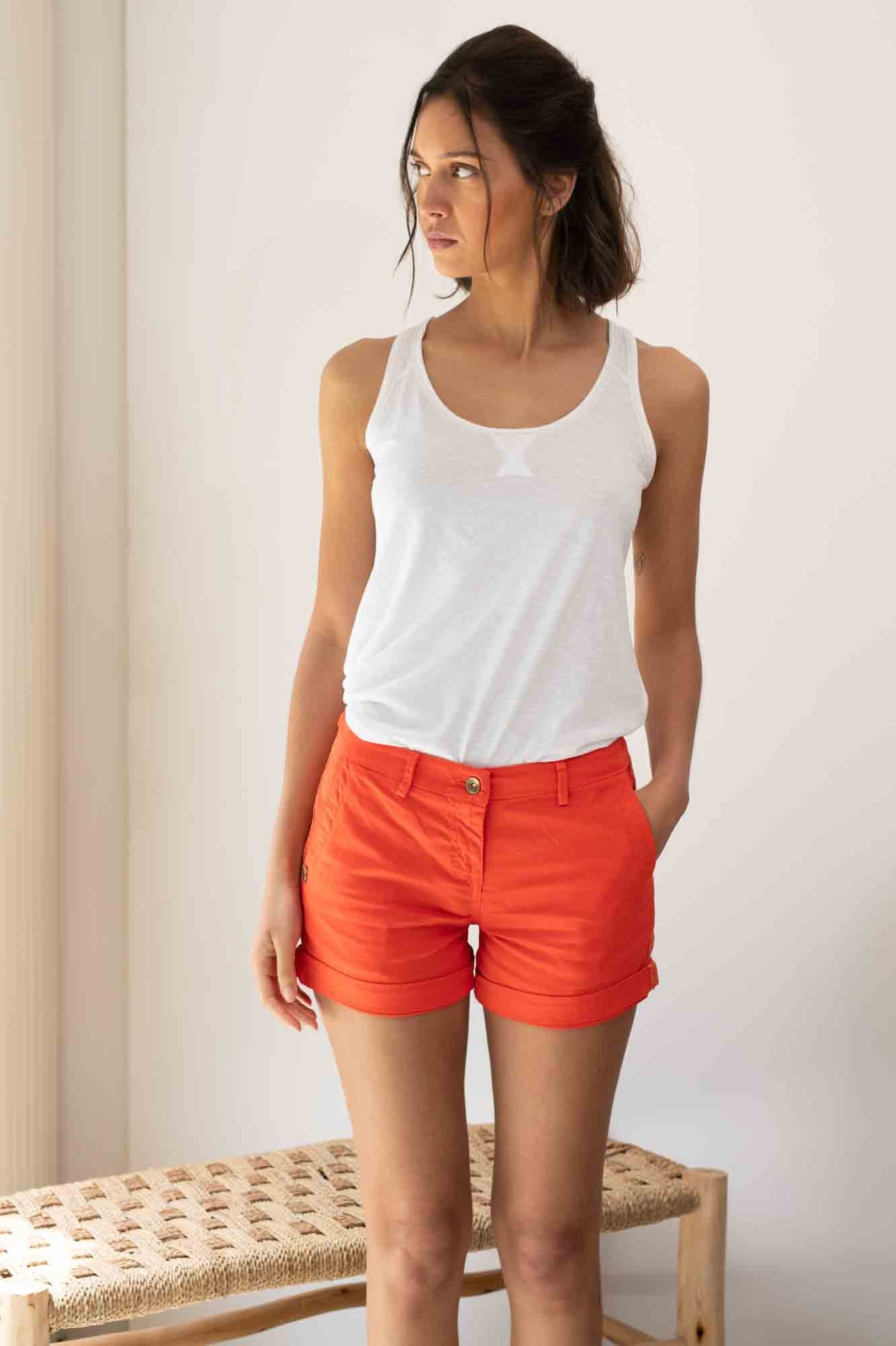 SUZIE ORANGE LUREX DETAIL SHORTS