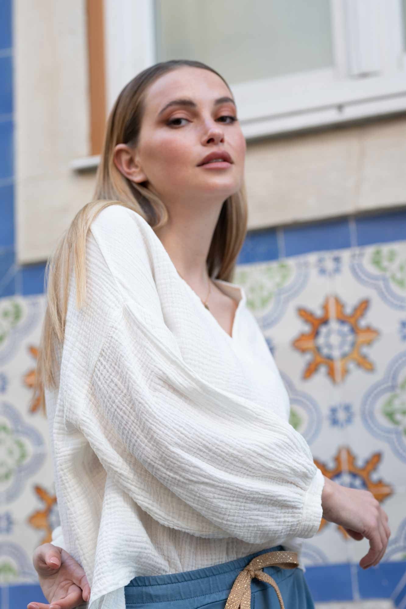 TOP FRANCESCA NATURAL COTTON GAUZE