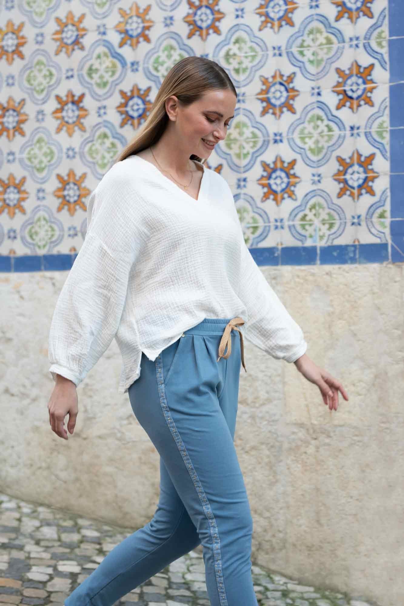 TOP FRANCESCA NATURAL COTTON GAUZE