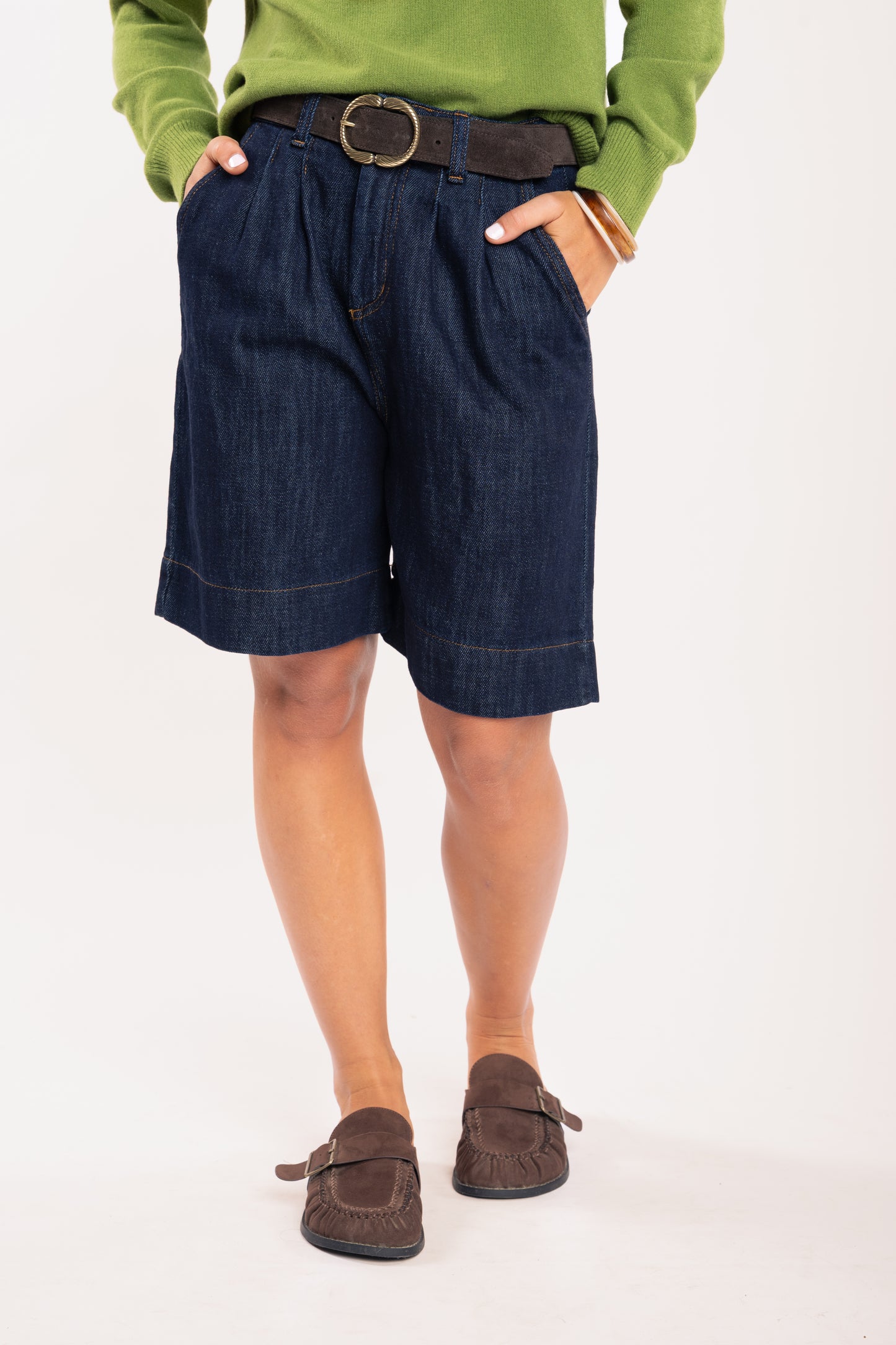 Bermuda jean femme brut 