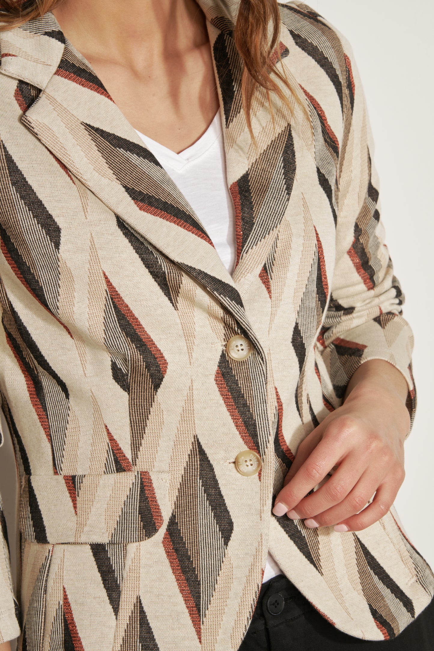 BLAZER JACQUARD KATY GEO TABAC