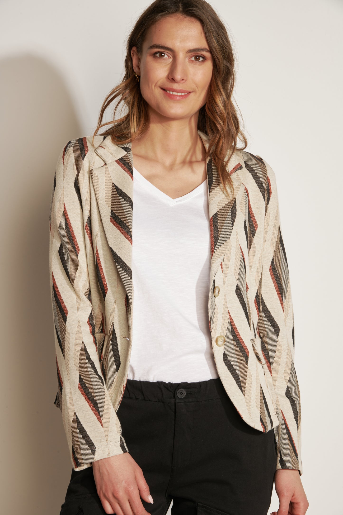 BLAZER JACQUARD KATY GEO TABAC