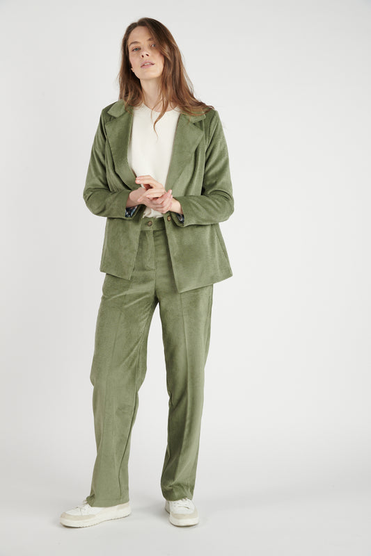 PANTALON LARGE VELOURS BRÉANNE KAKI