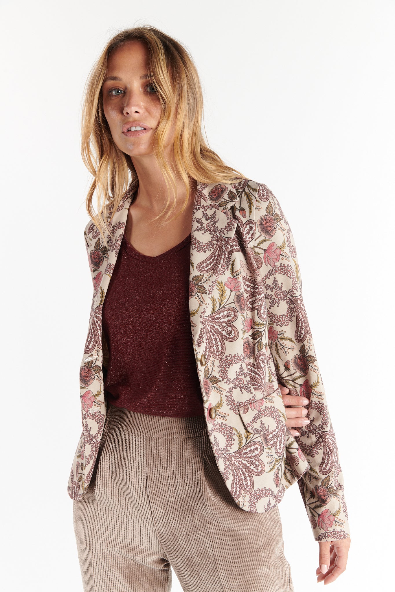 BLAZER IMPRIMÉ SALVADOR BEIGE FLORAL