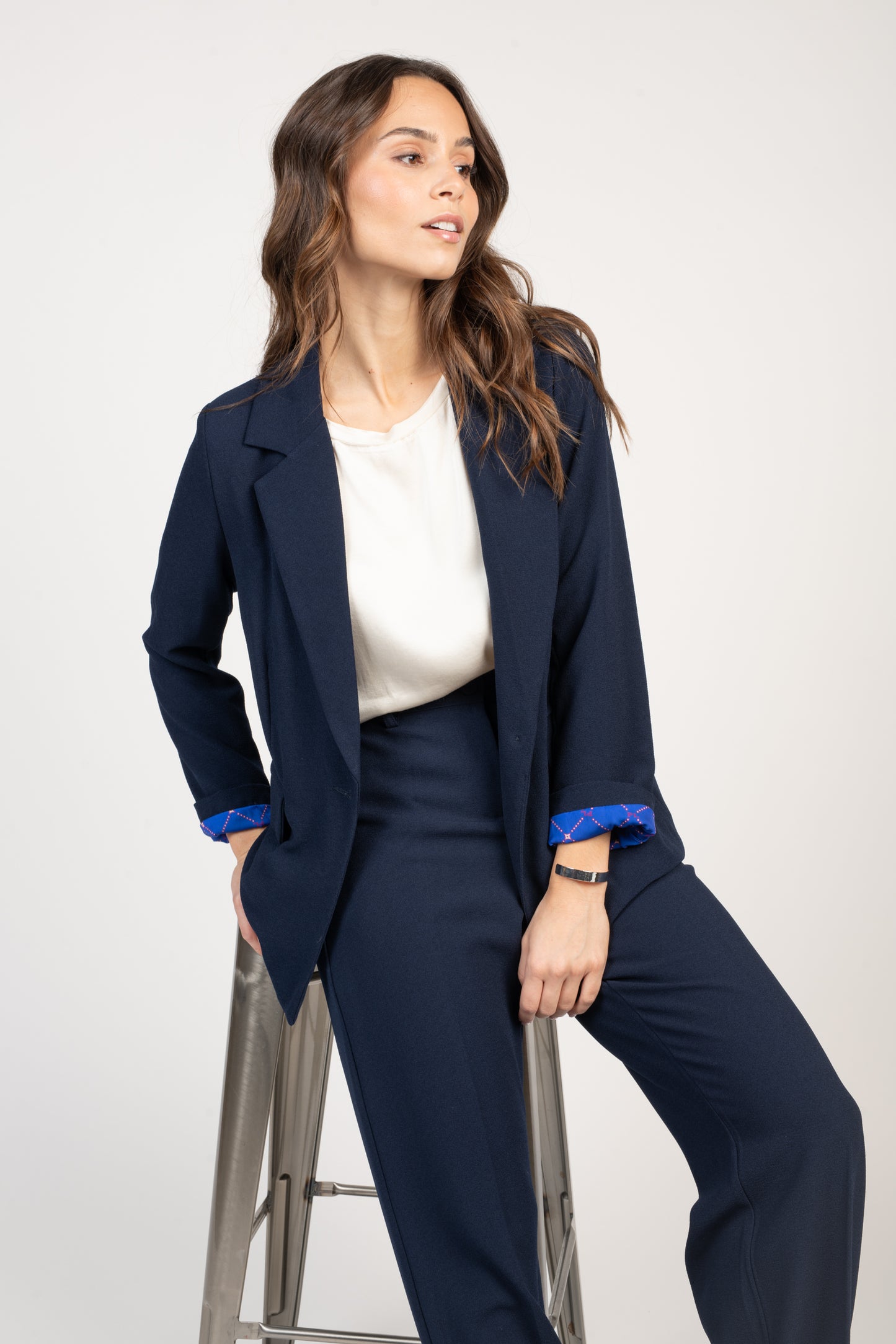 BLAZER AMPLE ÉLINA MARINE