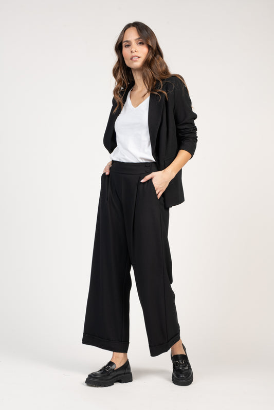 PANTALON 7/8ÈME ÉVASÉ EVA NOIR