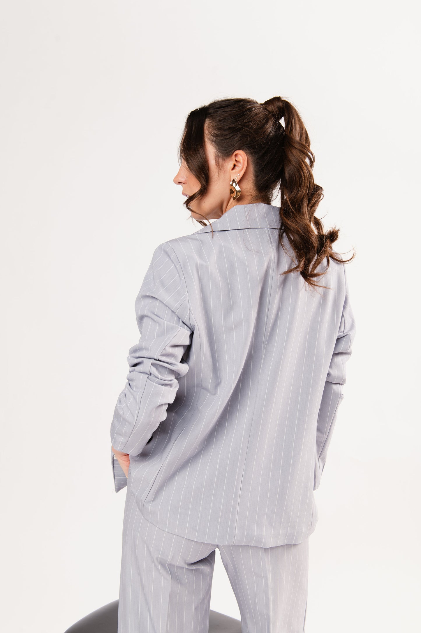 BLAZER À RAYURES ÉMA GRIS