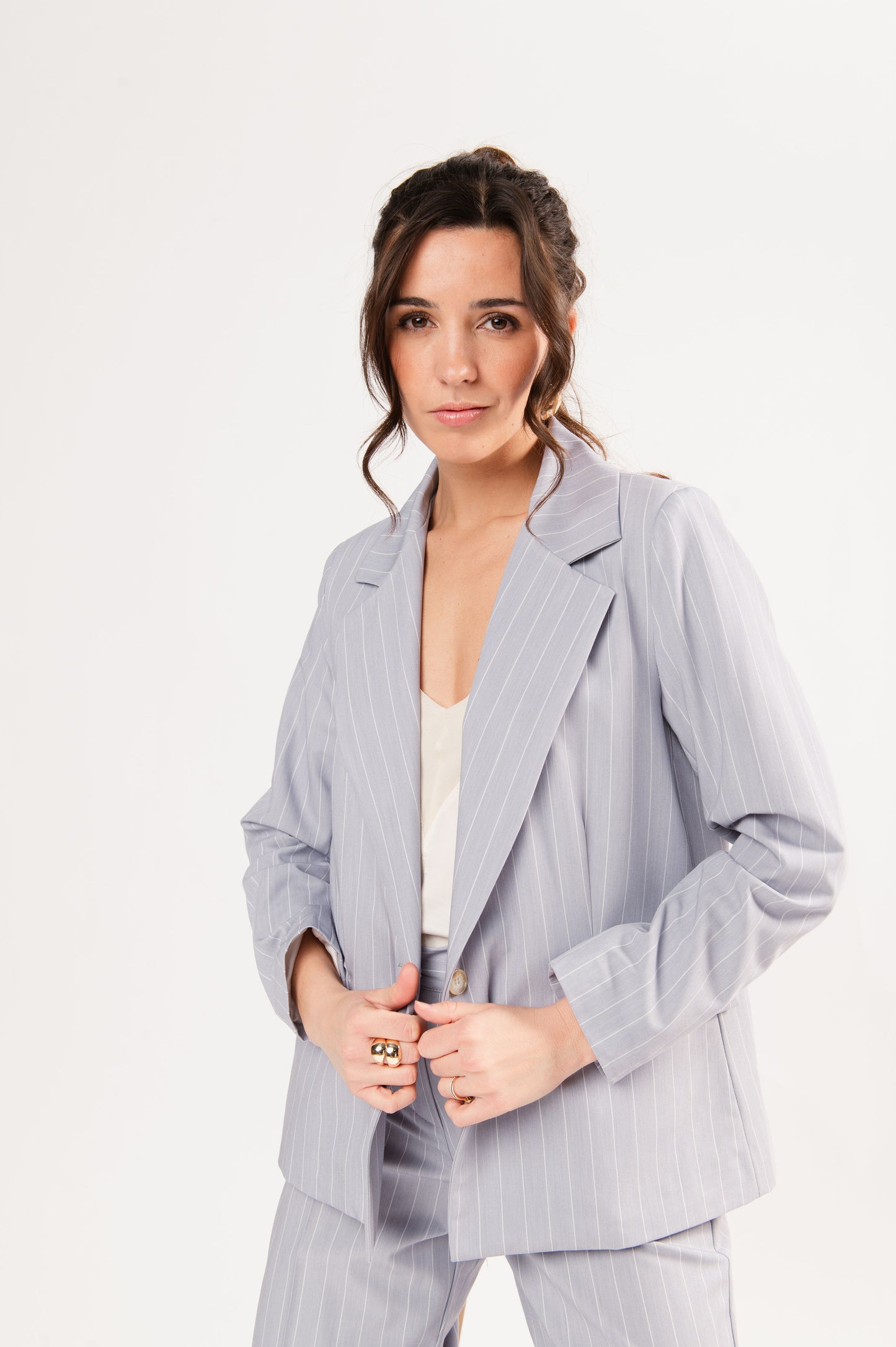 BLAZER À RAYURES ÉMA GRIS
