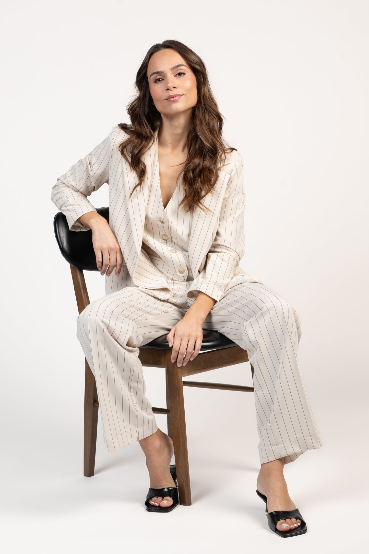 BLAZER À RAYURES ÉMA ÉCRU