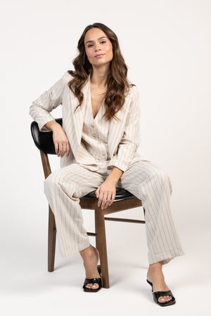 BLAZER À RAYURES ÉMA ÉCRU
