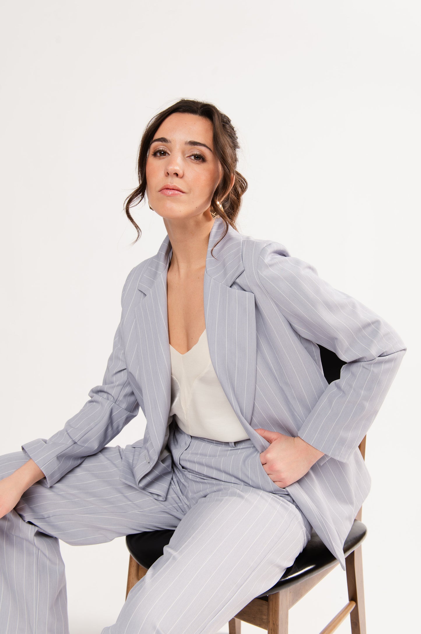 BLAZER À RAYURES ÉMA GRIS