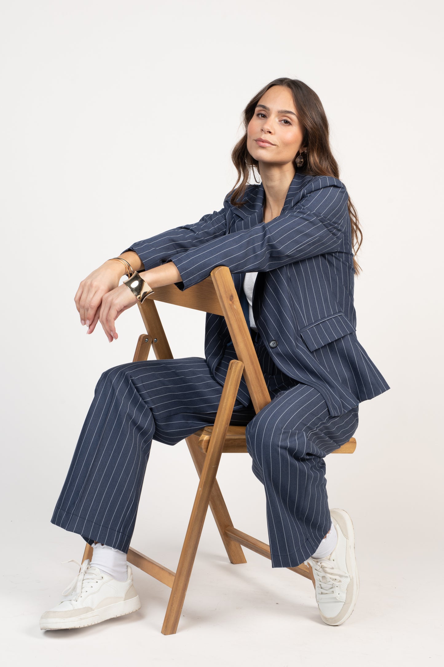 BLAZER À RAYURES ÉMA BLEU