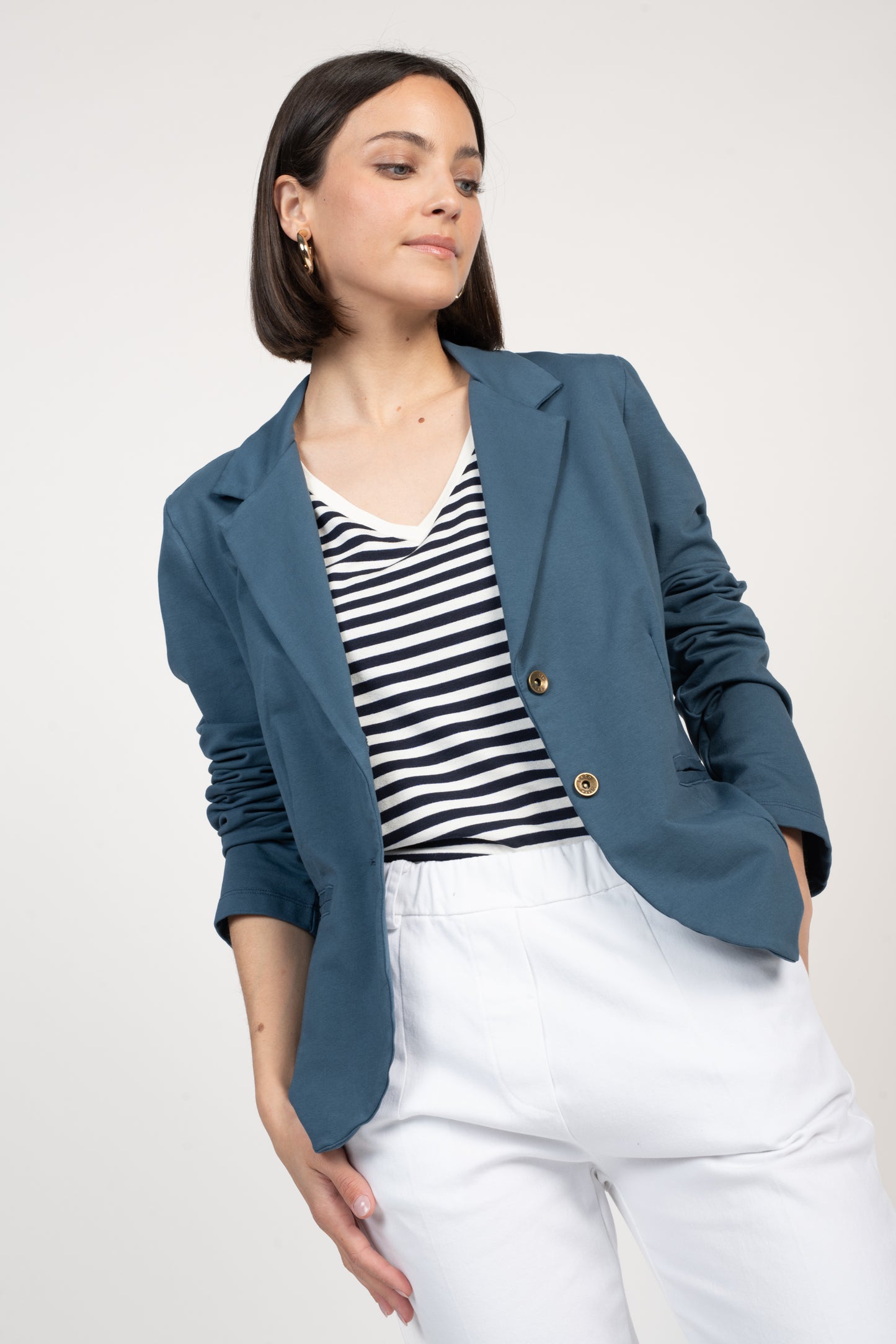 BLAZER MOLLETON ENZA BLEU