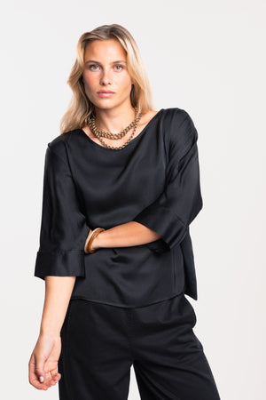 BLOUSE SATINÉE NOIRE - GALA