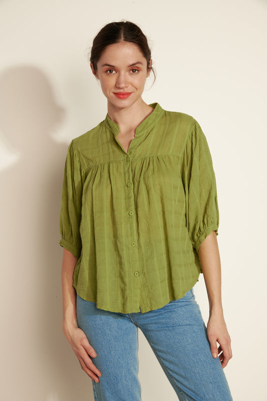 BLOUSE PEINTRE AUXANE PISTACHE