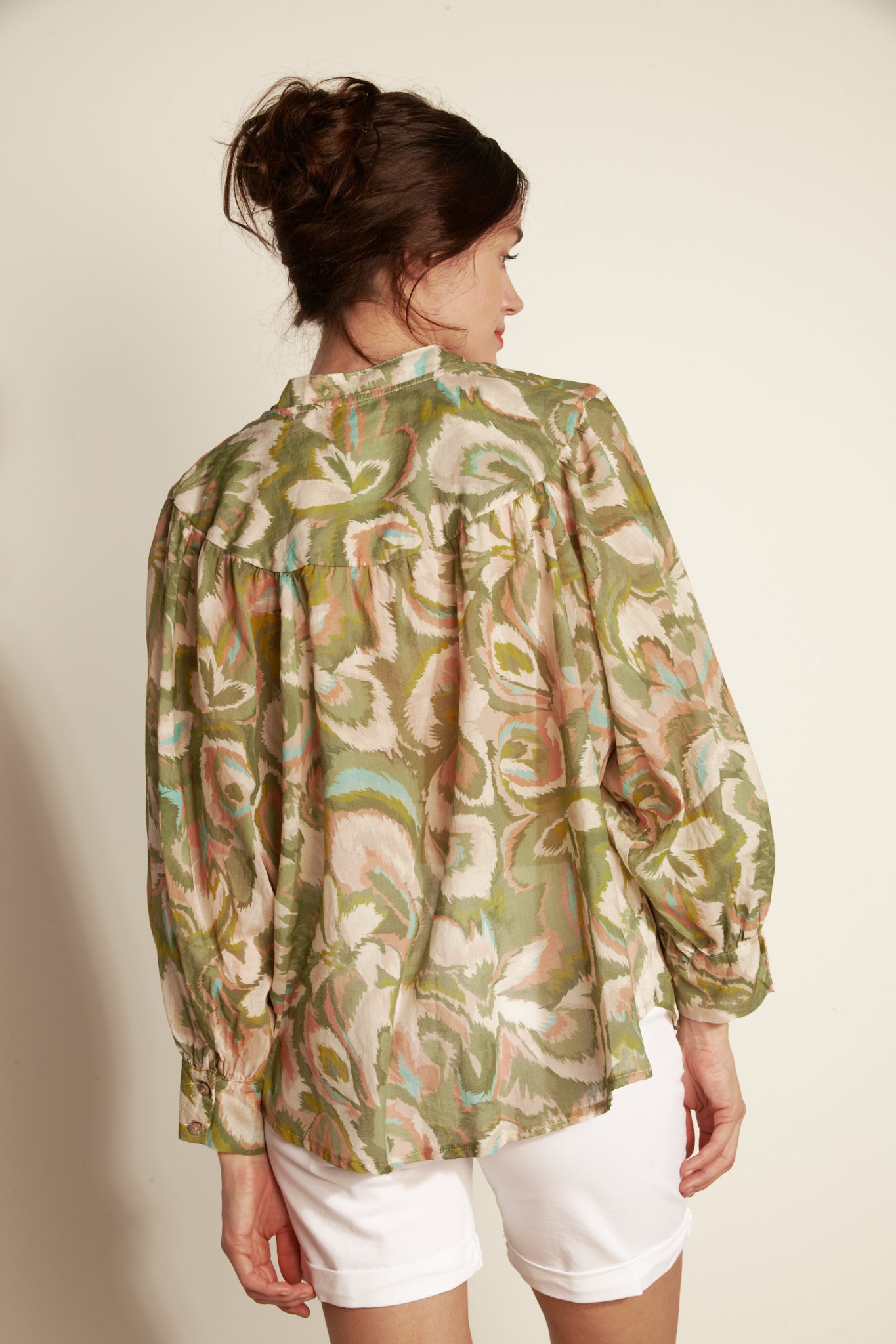 BLOUSE VOILE DE COTON AZILIS KAKI