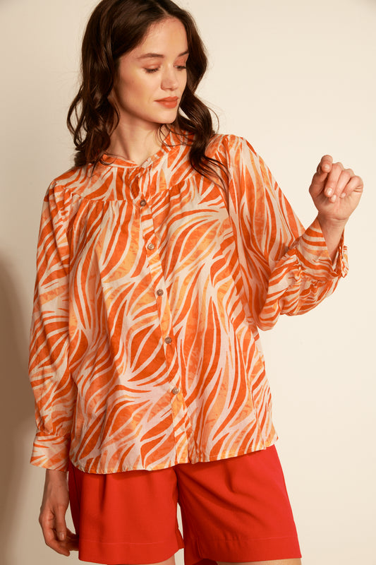 BLOUSE VOILE DE COTON AZILIS ORANGE