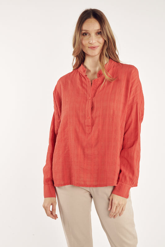 BLOUSE VOILE TEXTURÉ CÉCILE CORAIL