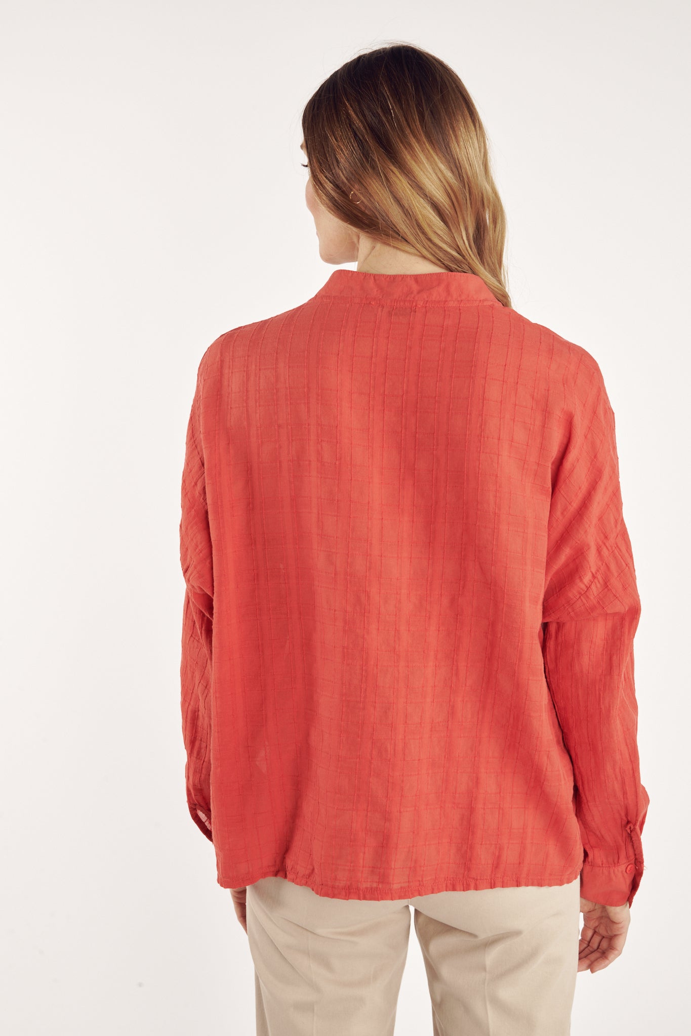 BLOUSE VOILE TEXTURÉ CÉCILE CORAIL