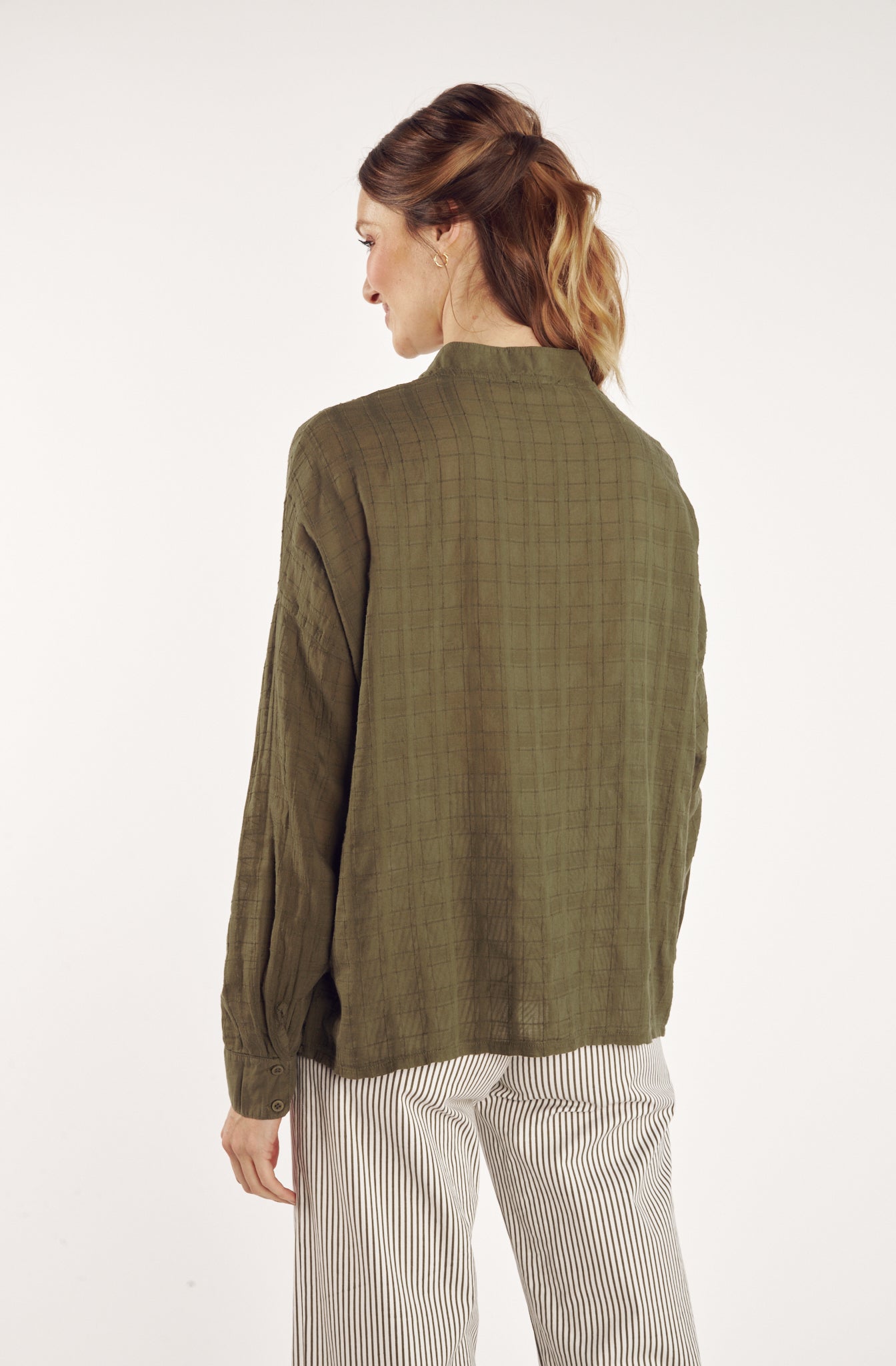 BLOUSE VOILE TEXTURÉ CÉCILE KAKI