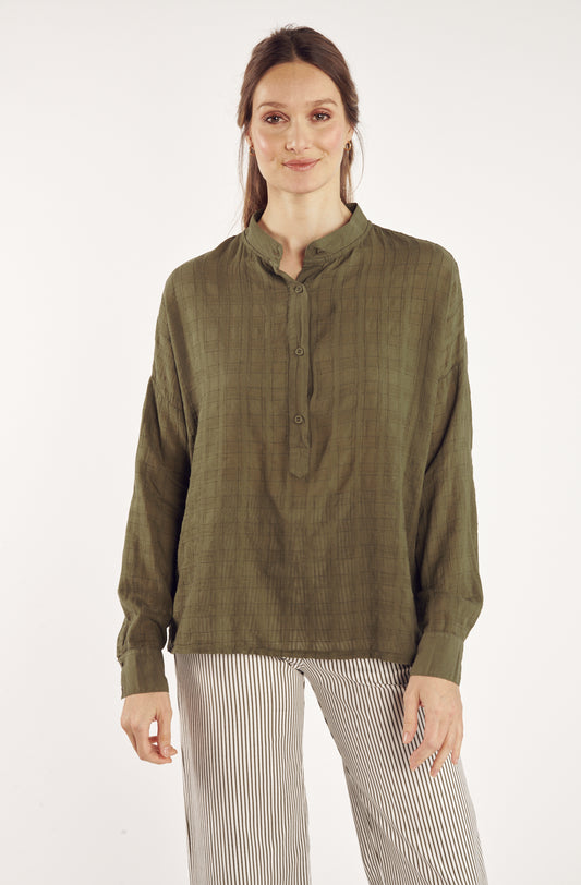 BLOUSE VOILE TEXTURÉ CÉCILE KAKI