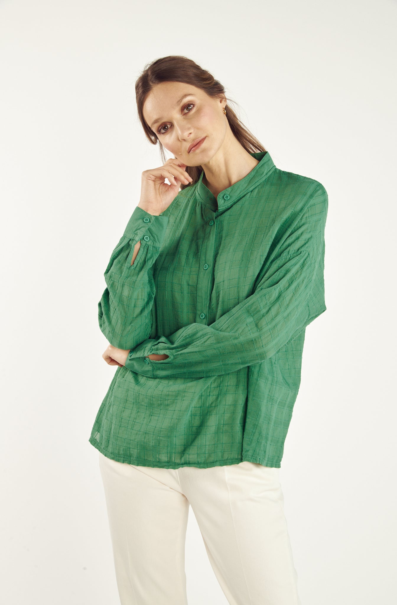 BLOUSE VOILE TEXTURÉ CÉCILE VERT