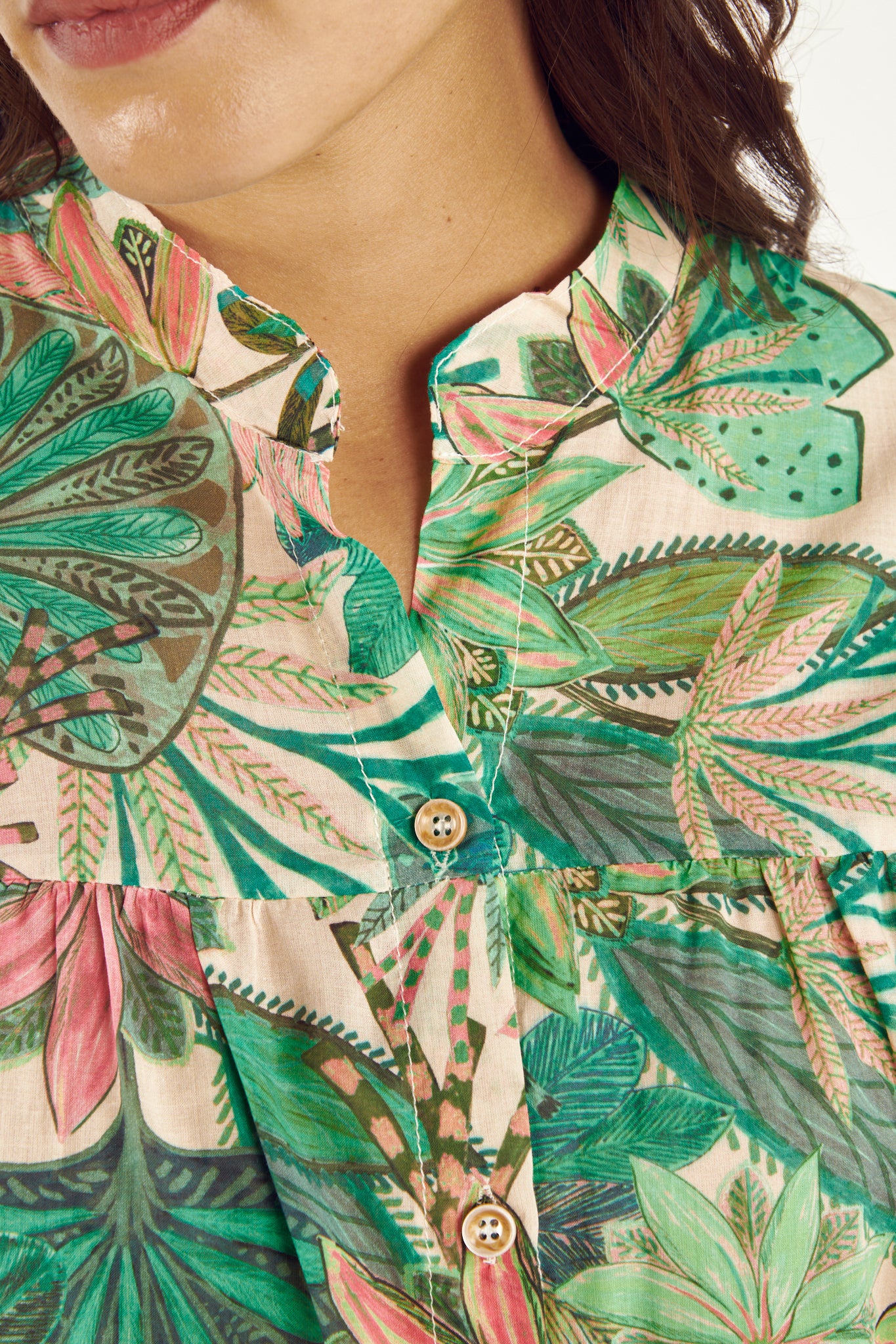 BLOUSE PEINTRE CYNTHIA VERT FLORAL