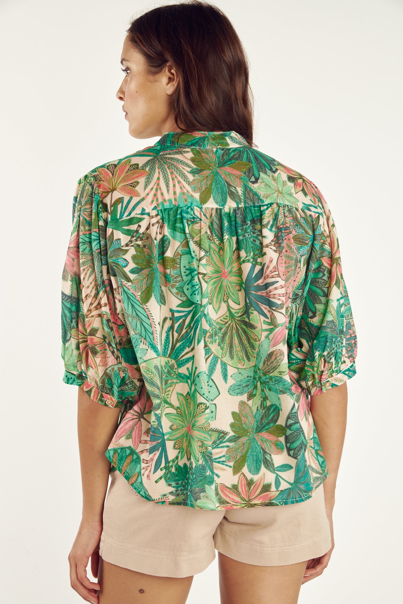 BLOUSE PEINTRE CYNTHIA VERT FLORAL