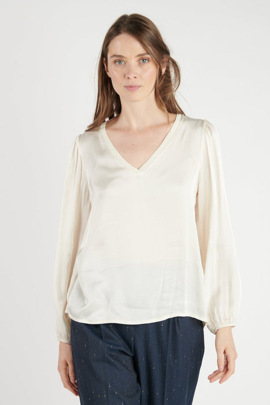 BLOUSE COL V DANA NATUREL
