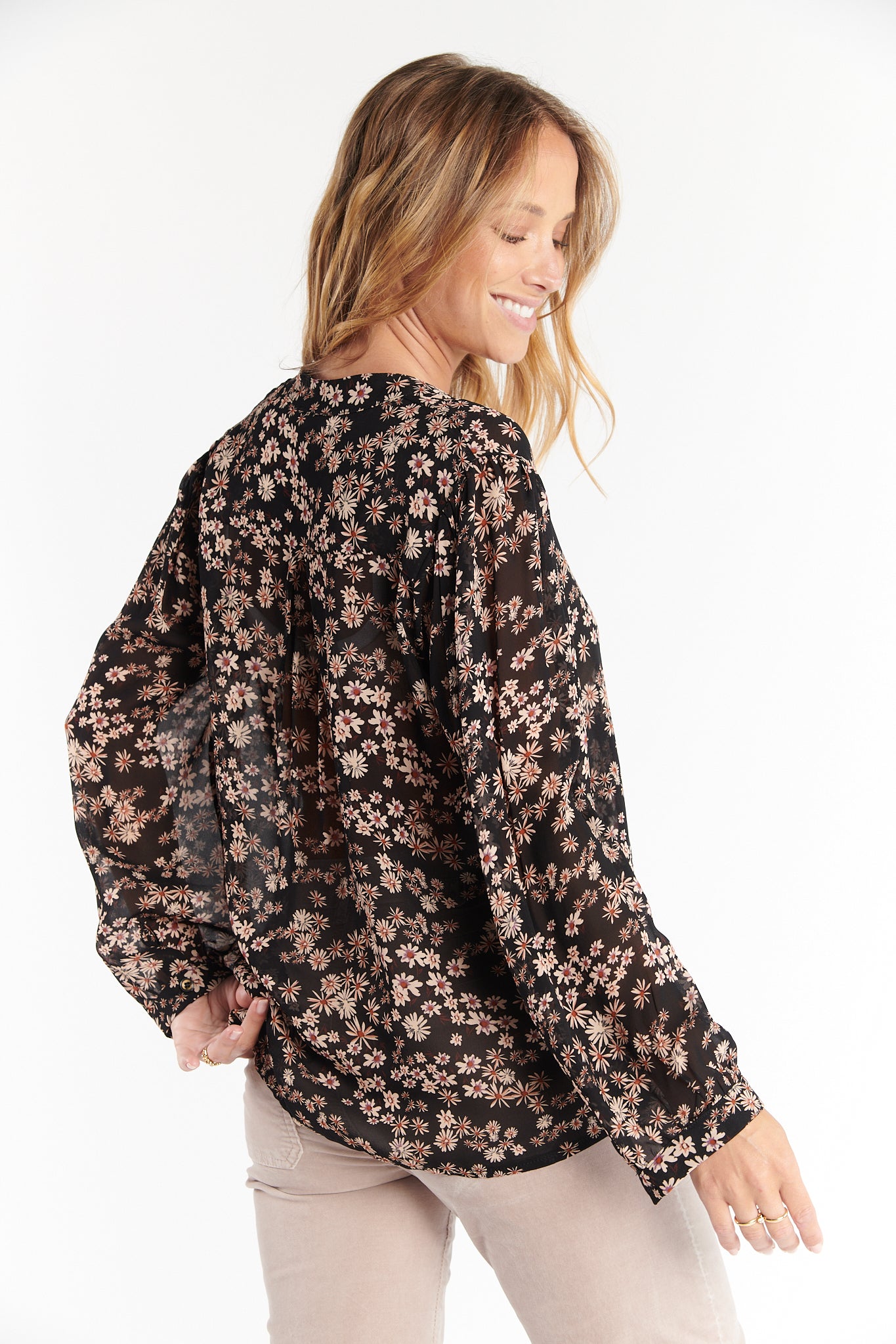 BLOUSE DIONA IMPRIMÉ NOIR FLEUR